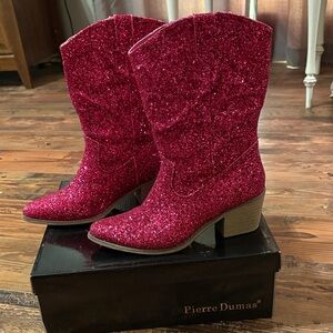 Pierre Dumas Women's Glitter Heeled Boots - pink